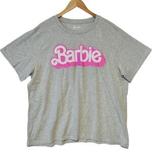 Barbie Short Sleeve T-Shirt Womens 3X Crewneck Heather Gray Feminine Girly NEW